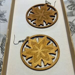 Wooden Floral Cutout Earrings